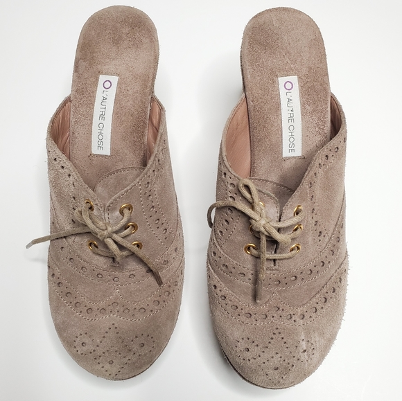 L' AUTRE CHOSE Lace-up Wingtip Leather Mule 6.5. - Picture 2 of 7